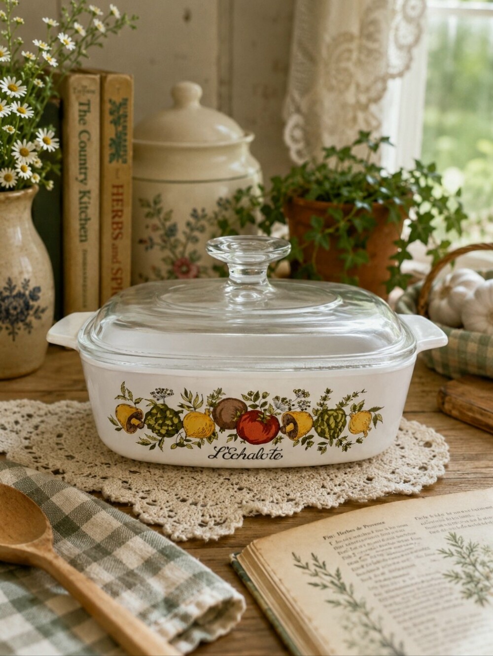 Corning Spice of Life L' Echalote 1 Quart Casserole W/Lid